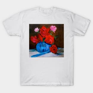 Red Roses in a Blue Vase T-Shirt